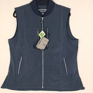 NEW SCOTTeVEST Women's Travel Vest Blue 9 Pockets Sz XL